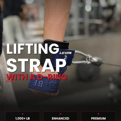 Beastlift Unisex D-Ring Lifting Straps - 7Mm Neoprene Wrist Cuff, 100% Cotton Strap, Silicone Anti-Slip Grips, Steel D-Ring, Free-Weight Training, Included Carrying Case, Gym Training